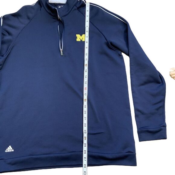 Adidas Michigan Wolverines Blue Quarter-Zip Long Sleeve Pullover Size Large - Picture 6 of 11